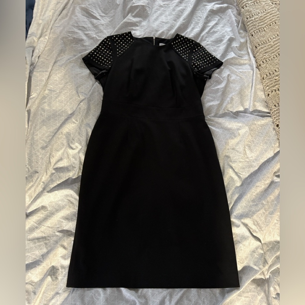Calvin Klein Black Midi Dress with Studded Sleeves